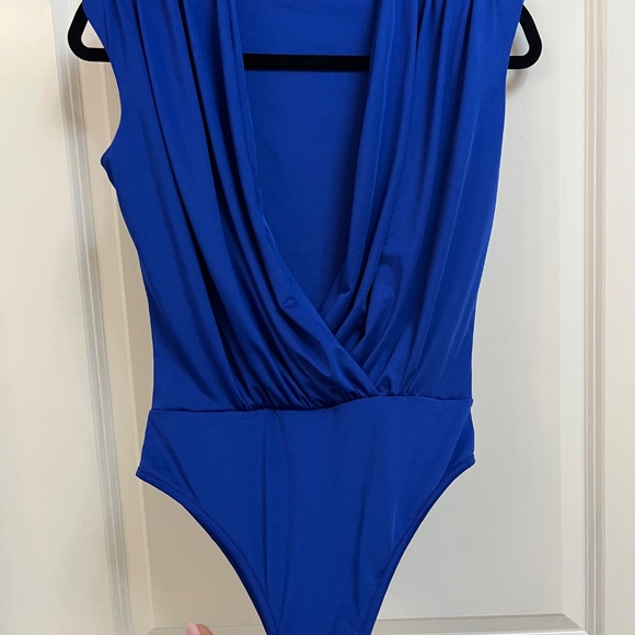 Royal Blue Deep V-Neck Bodysuit – Size S - Picture 6 of 9